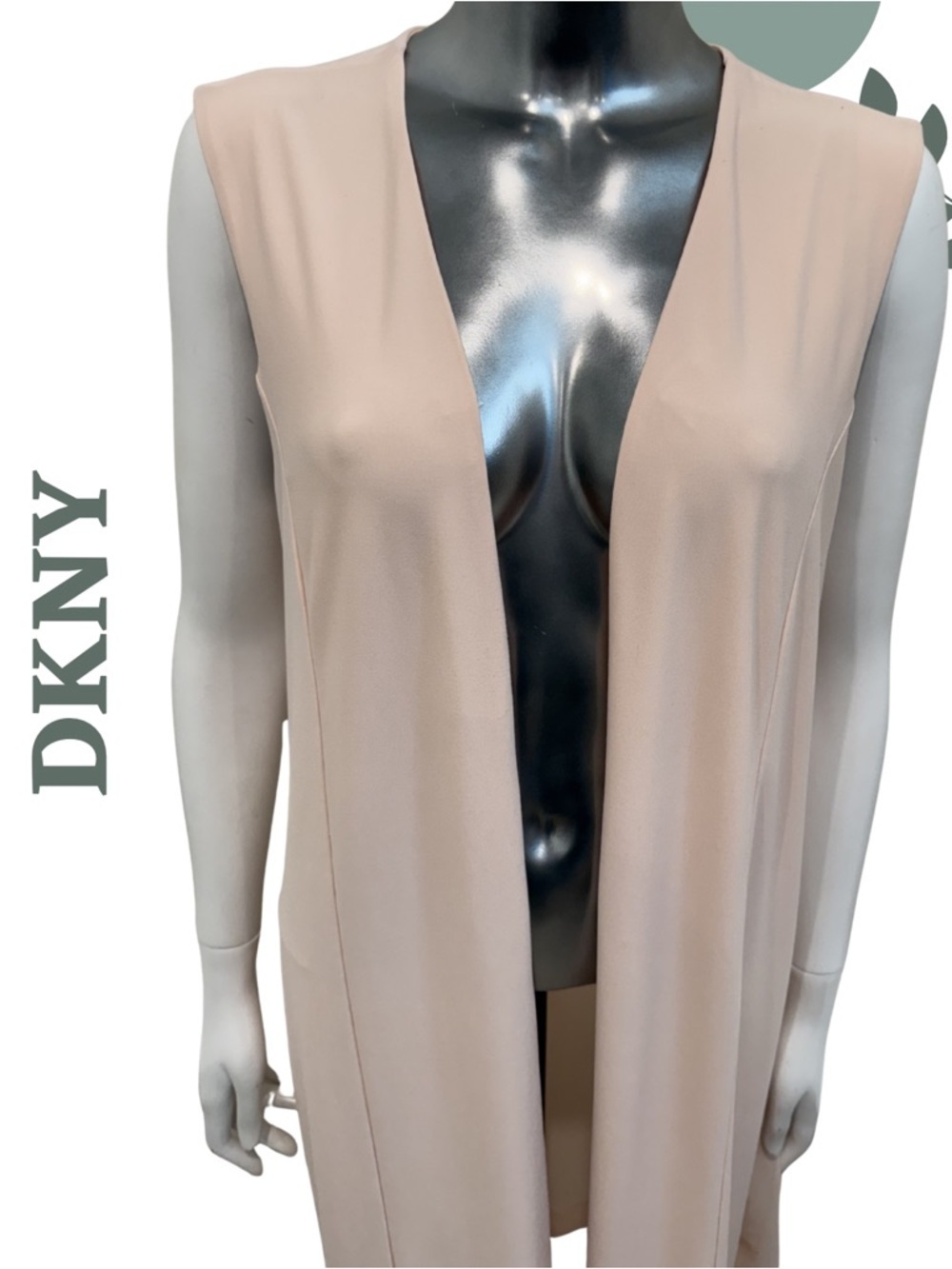 DKNY Blush Pink Sleeveless Duster Vest Size Medium - Picture 6 of 7